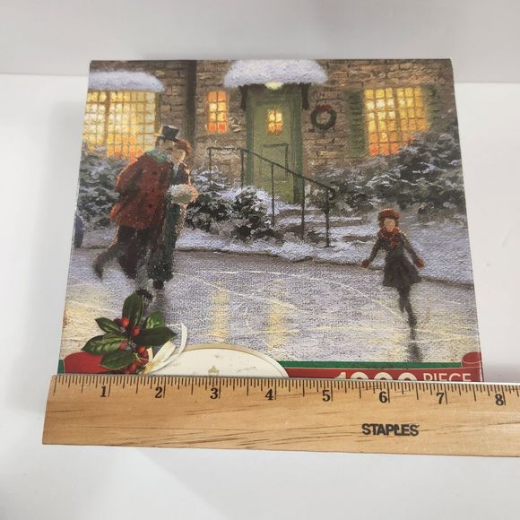 New Thomas Kinkade Skater's Pond 1000 Piece Jigsaw Puzzle Sealed - Picture 10 of 10